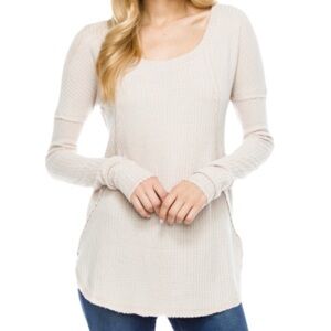 Beige Waffle Knit Top